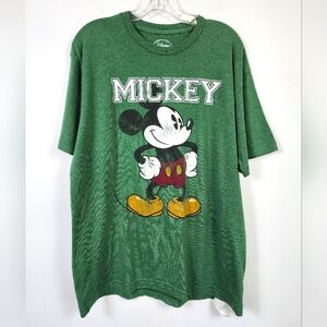 Disney Mickey Mouse Crewneck Green Graphic T-shirt, sz LD